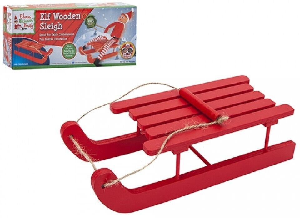 Elf Red Wooden Sleigh/Sledge